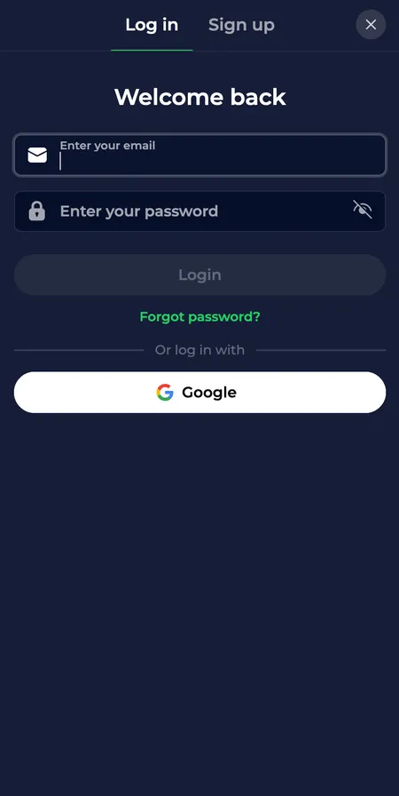 NineWin Casino login form on screen
